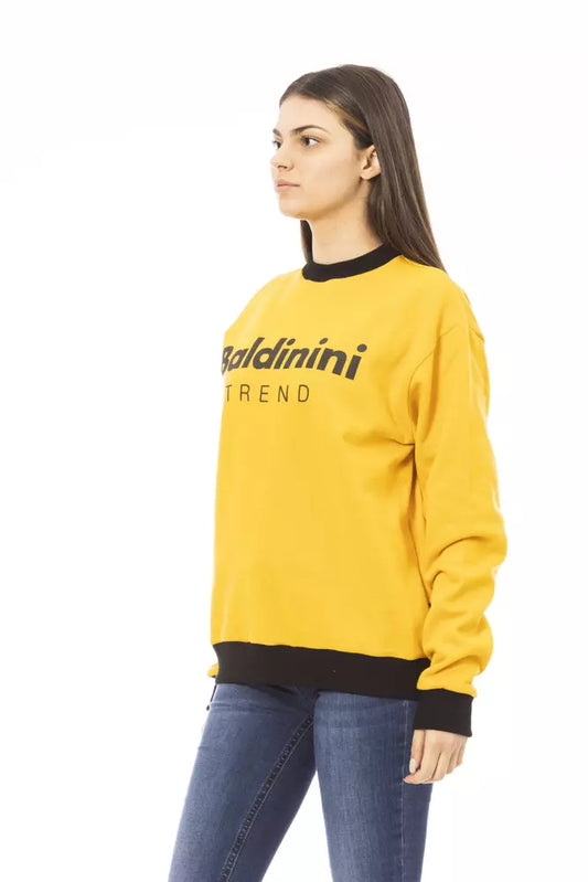 Baldinini Trend Gelber Baumwoll-Hoodie für Damen