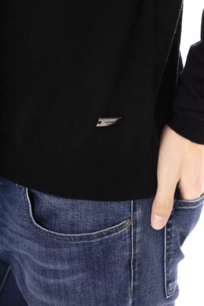 Baldinini Trend Schwarzer Stoff Herrenpullover mit Rollkragen-Design