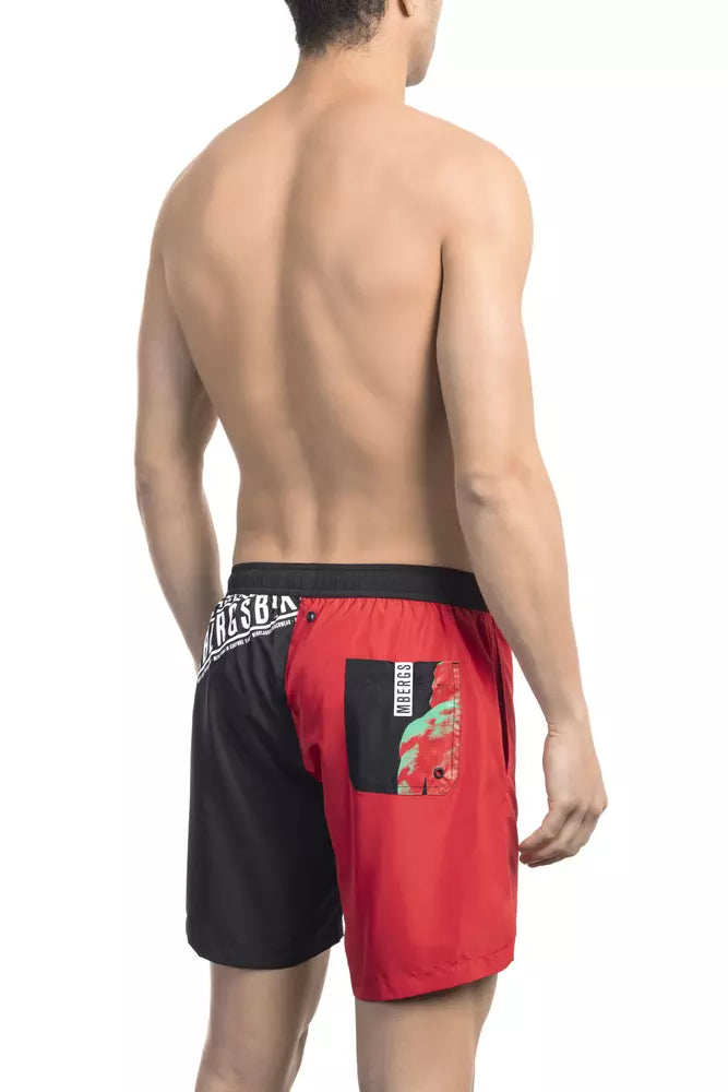 Bikkembergs – Rote Polyester-Badeshorts für Herren