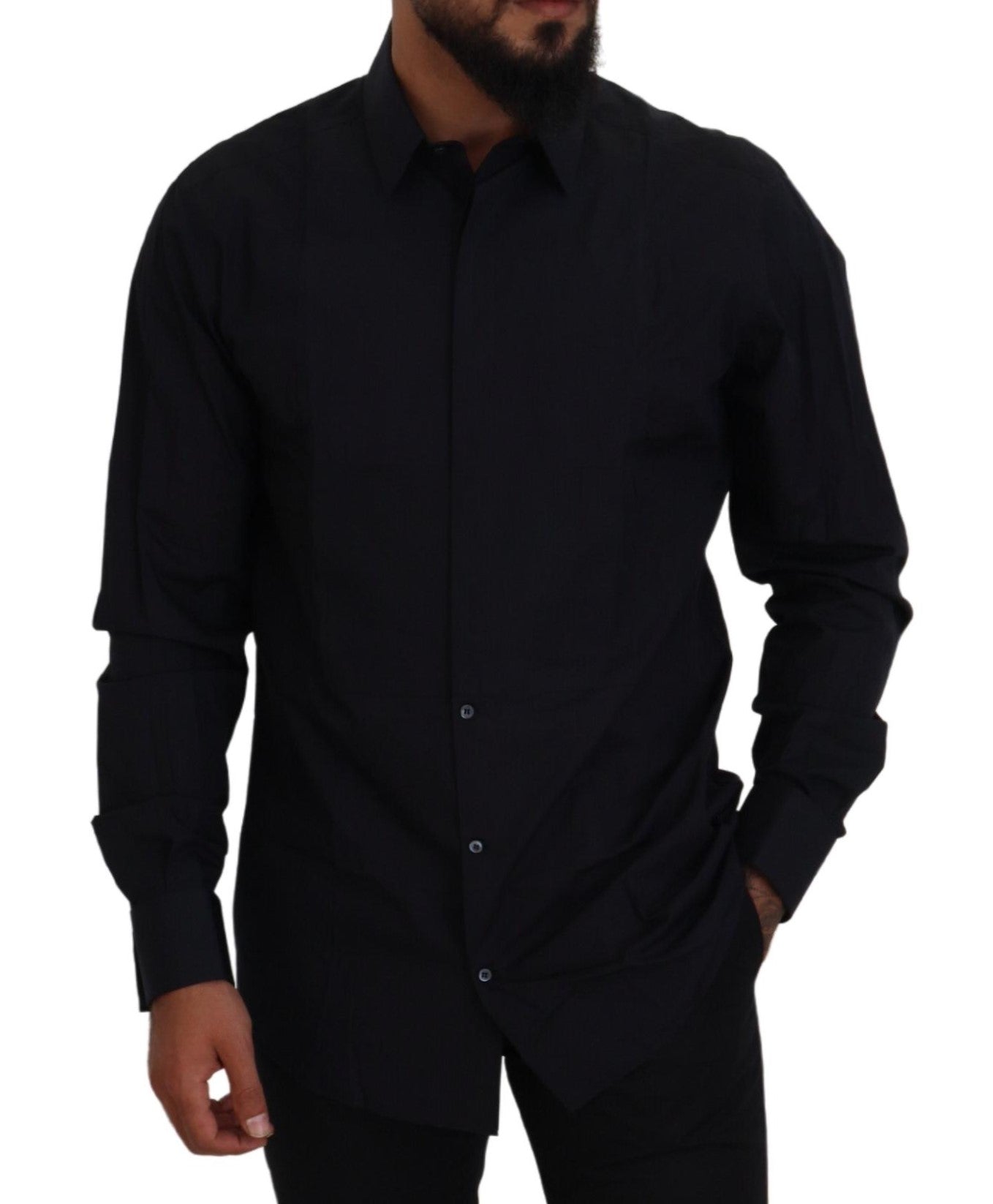 Dolce & Gabbana Herrenhemd in Slim Fit aus Baumwolle in Schwarz und Gold