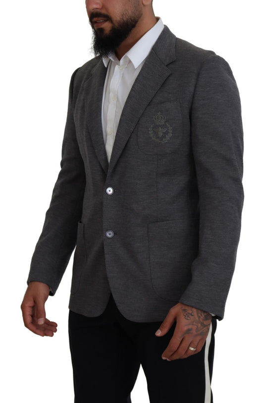 Dolce & Gabbana – Slim Fit-Jackenblazer aus grauem Wollstretch