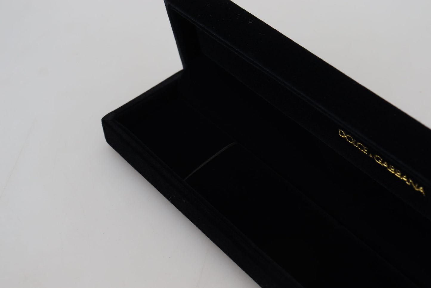 Dolce & Gabbana – Aufbewahrungsbox für Armbänder und Schmuck aus schwarzem Samt mit Logo-Plakette