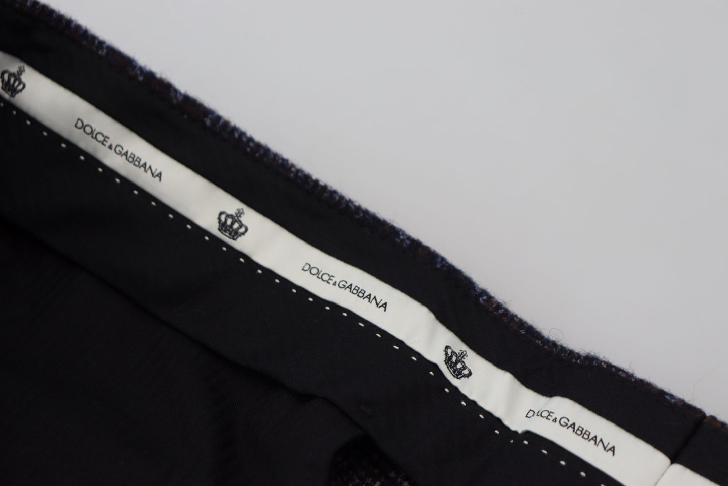 Dolce & Gabbana Grau karierte Herrenhose mit mittlerer Taille