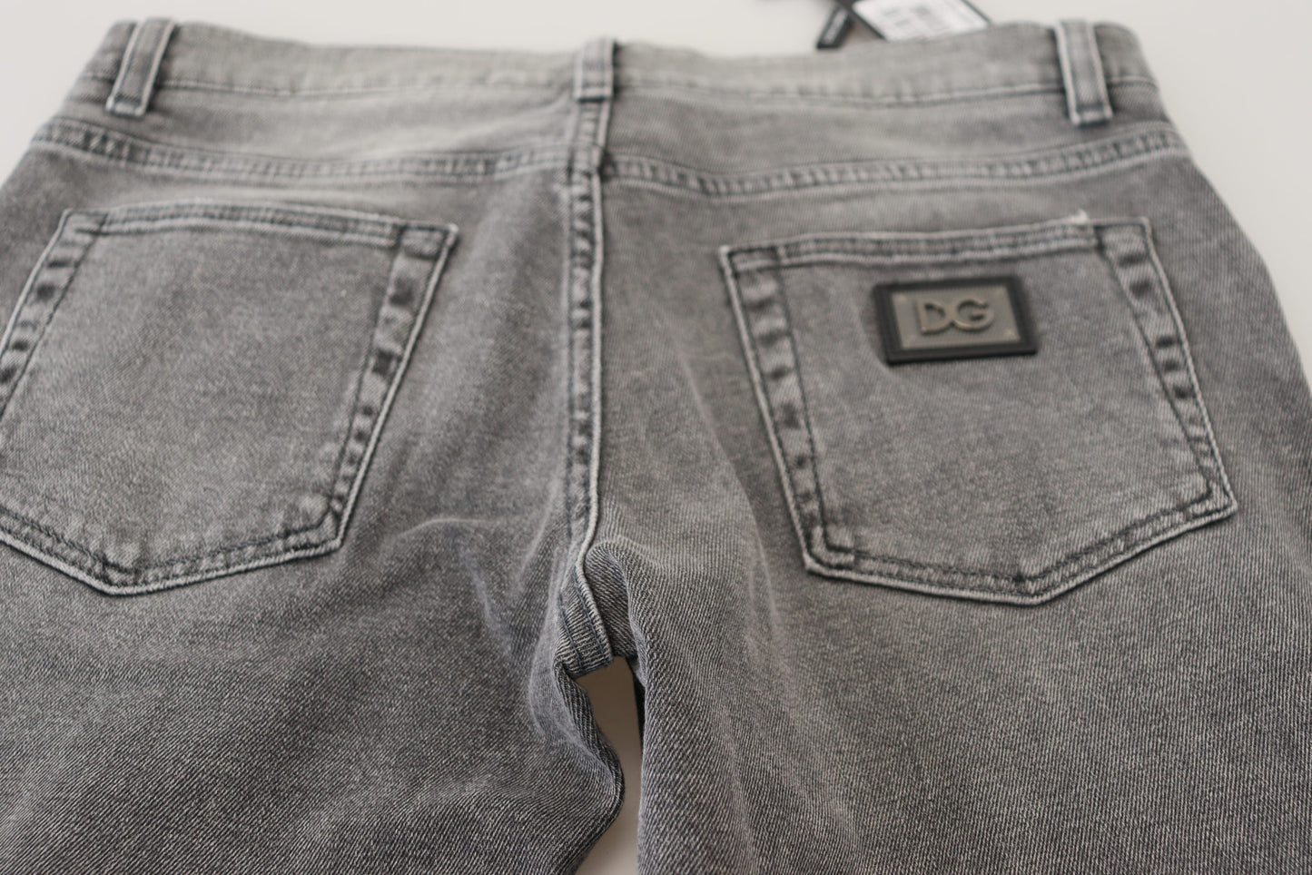 Dolce & Gabbana – Graue Skinny-Jeans aus verwaschener Baumwolle