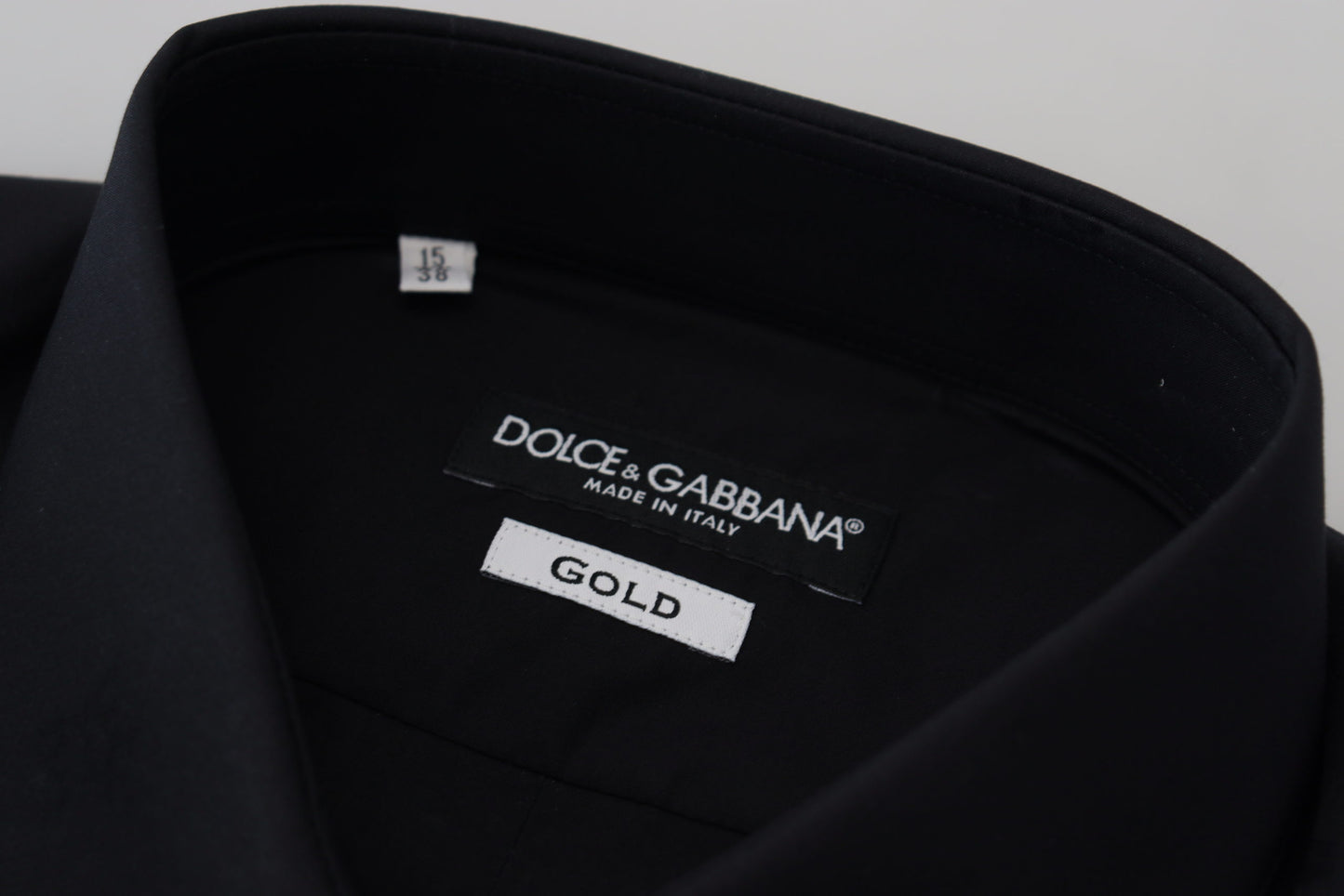 Dolce & Gabbana – Schwarzes, schmal geschnittenes, formelles GOLD-Hemd aus Baumwolle
