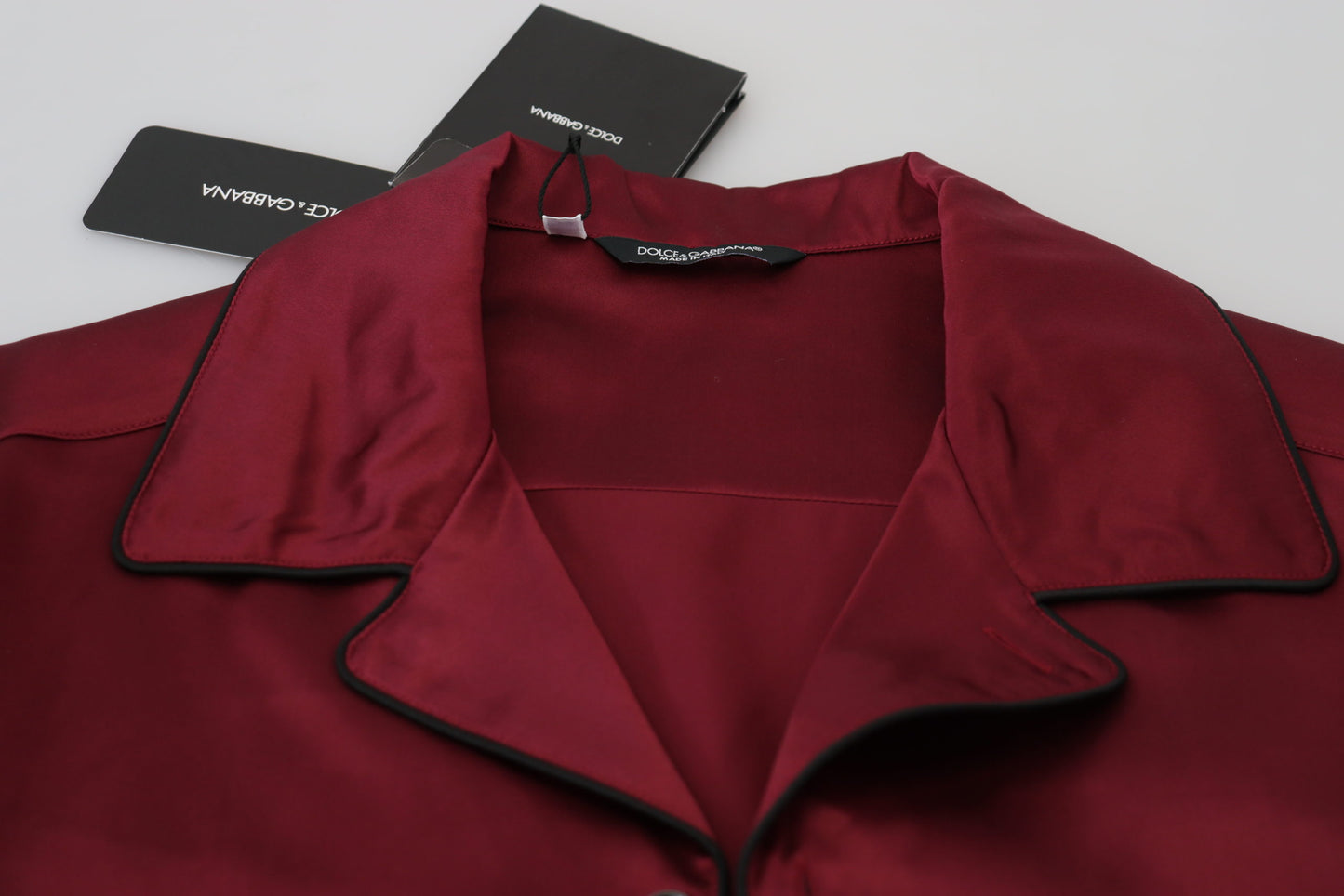 Dolce & Gabbana Rotes Lounge-Top aus Seide, Pyjama, Nachtwäsche
