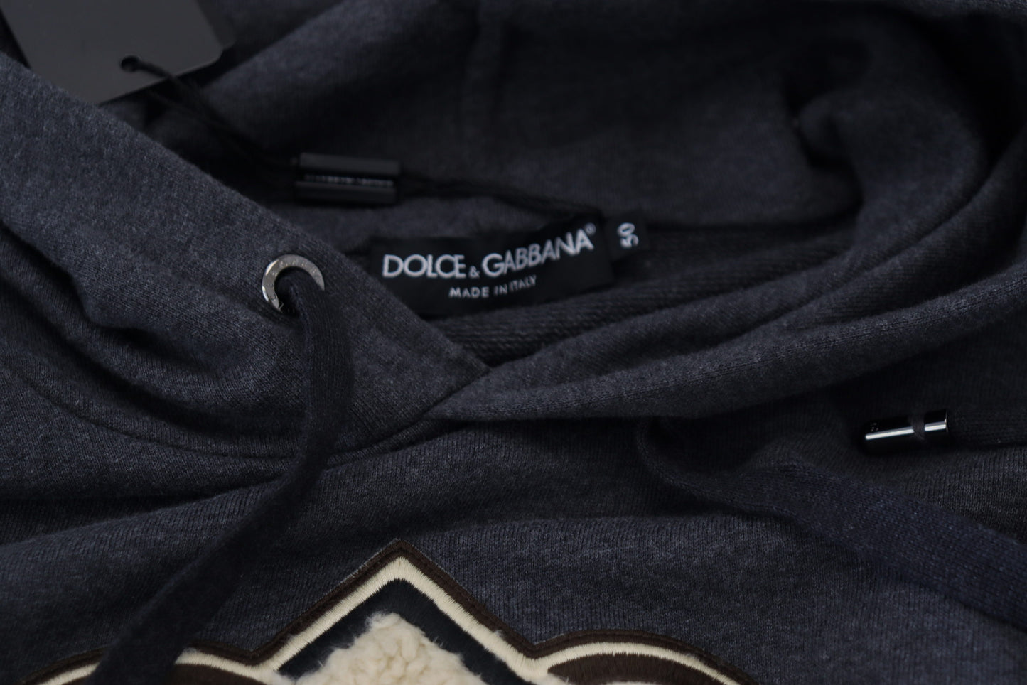 Dolce & Gabbana Graues Logo-Sweatshirt aus Baumwolle mit Kapuze