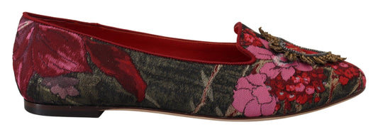 Dolce & Gabbana – Slipper mit mehrfarbigem Jacquard-Aufnäher „Sacred Heart“