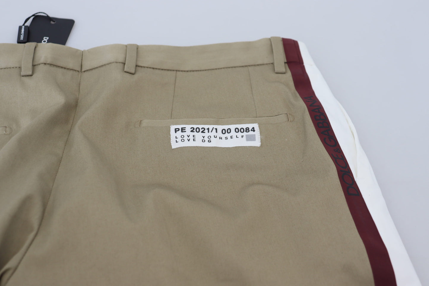 Dolce & Gabbana – Slim Fit-Chinohose in Weiß und Braun