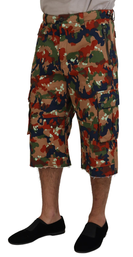 Dolce & Gabbana Mehrfarbige Camouflage-Cargo-Shorts aus Baumwolle