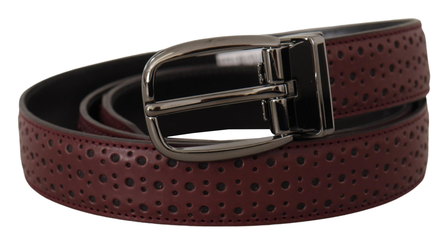 Dolce & Gabbana – Brauner Gürtel aus perforiertem Leder mit Metallschnalle