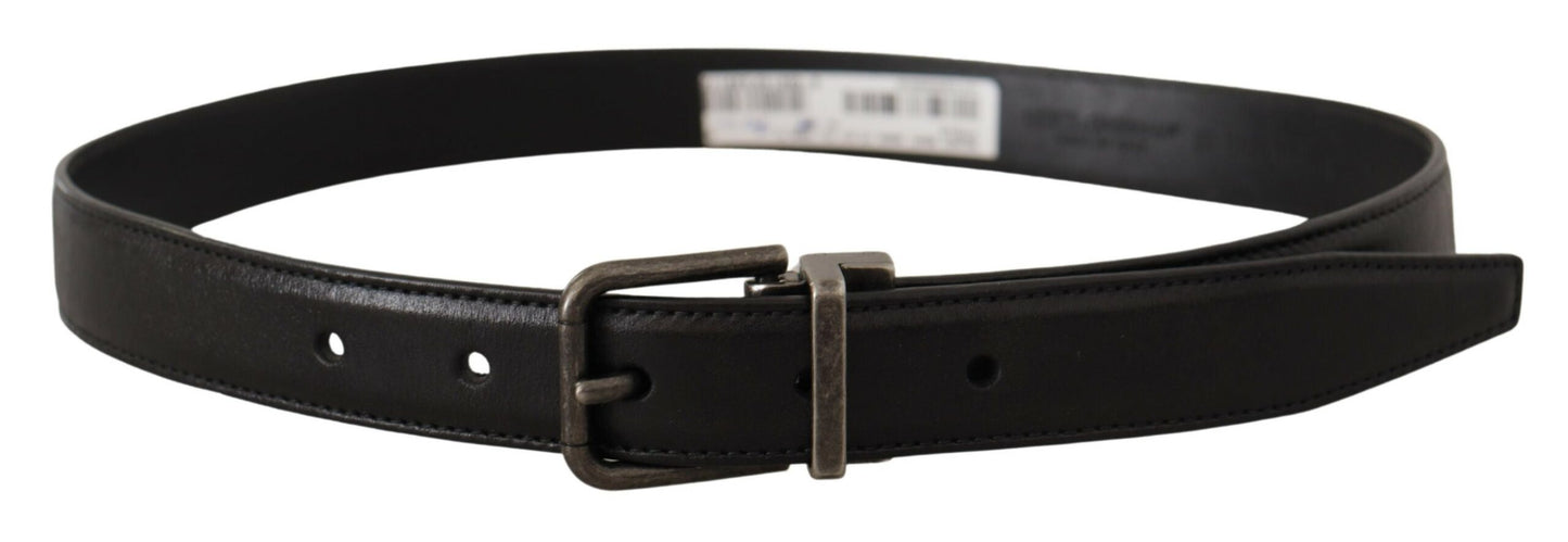 Dolce & Gabbana – Schwarzer Gürtel aus Kalbsleder mit Logo und Metallschnalle