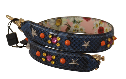 Dolce & Gabbana – Wende-Schultergurt aus exotischem Leder mit Kristallen in Blau