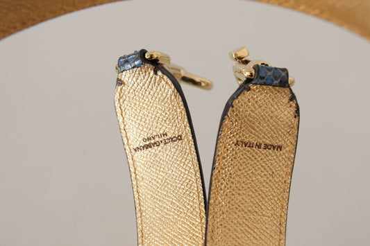 Dolce & Gabbana Schultergurt aus exotischem Leder mit Kristallen in Blau