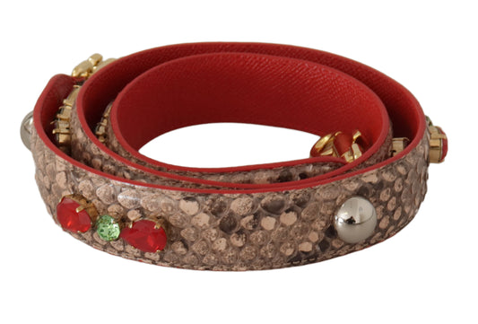 Dolce & Gabbana Schultergurt aus braunem Pythonleder mit Kristallen