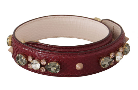 Dolce & Gabbana Bordeaux Leder Kristalle Tasche Schultergurt