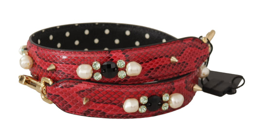 Dolce & Gabbana – Wendbarer Schultergurt aus rotem Pythonleder mit Kristallen