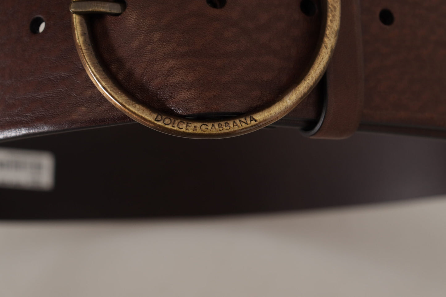 Dolce & Gabbana Brauner Ledergürtel mit breiter Taille und runder Metallschnalle