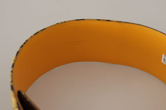 Dolce & Gabbana Blauer Ledergürtel mit breiter Taillenschnalle und Blumen-Patchwork