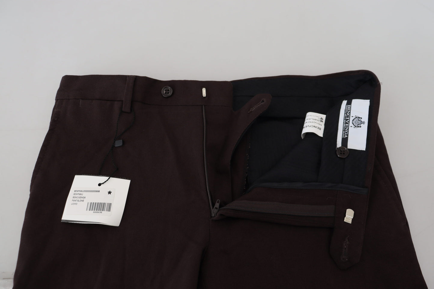 BENCIVENGA Braune formelle Herrenhose aus Baumwolle mit konischer Passform