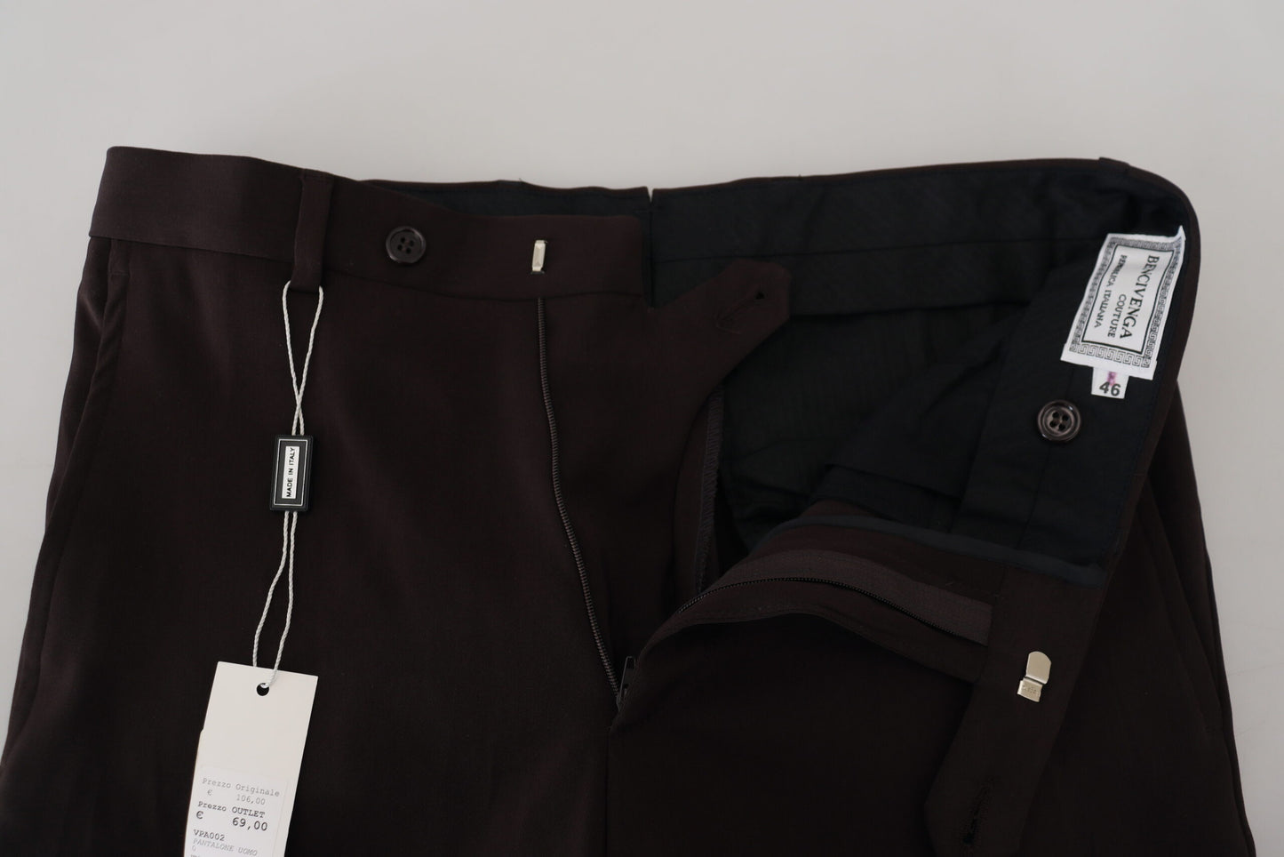 BENCIVENGA Braune Straight Fit Formelle Herrenhose