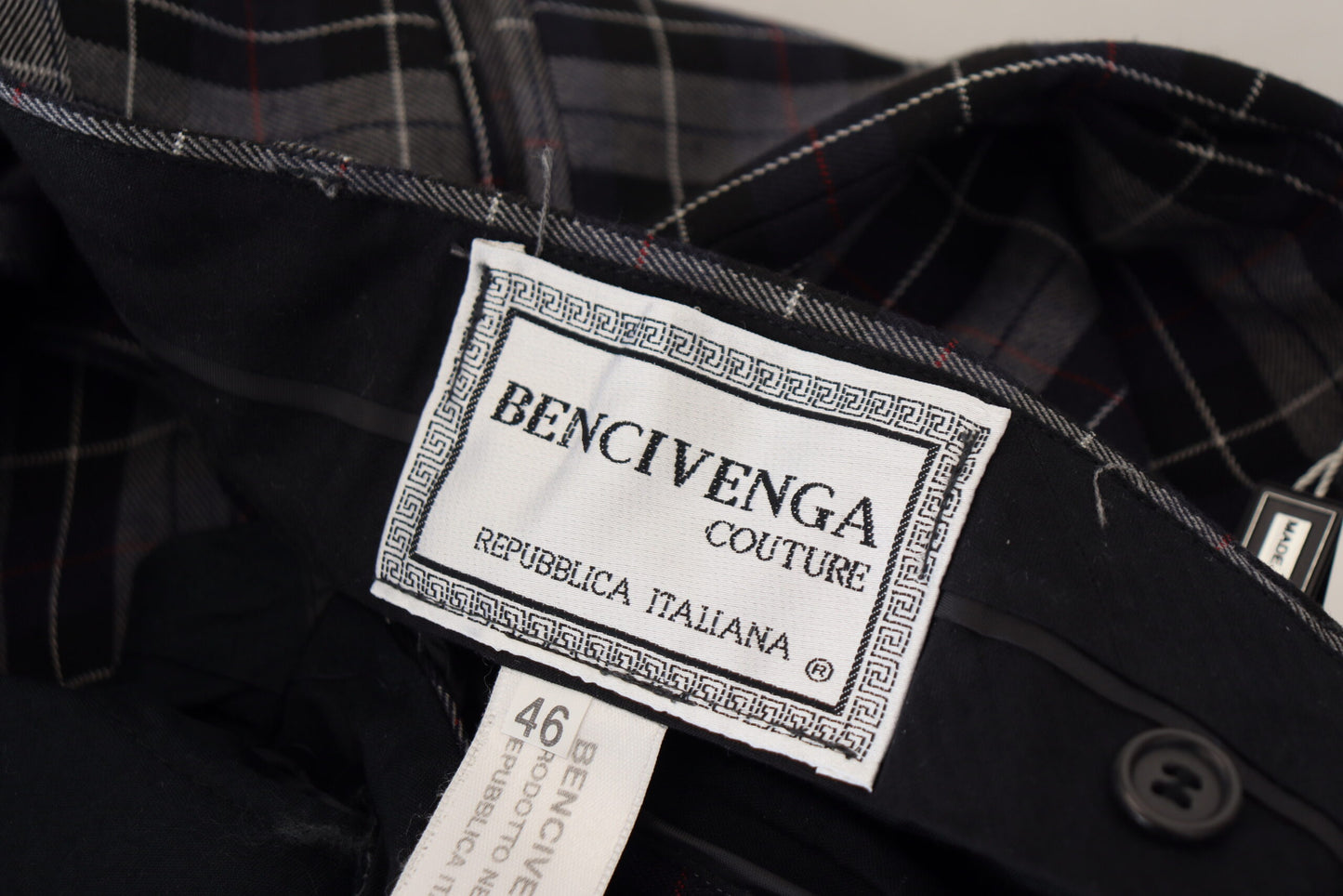 BENCIVENGA Grau karierte Slim Fit Herrenhose
