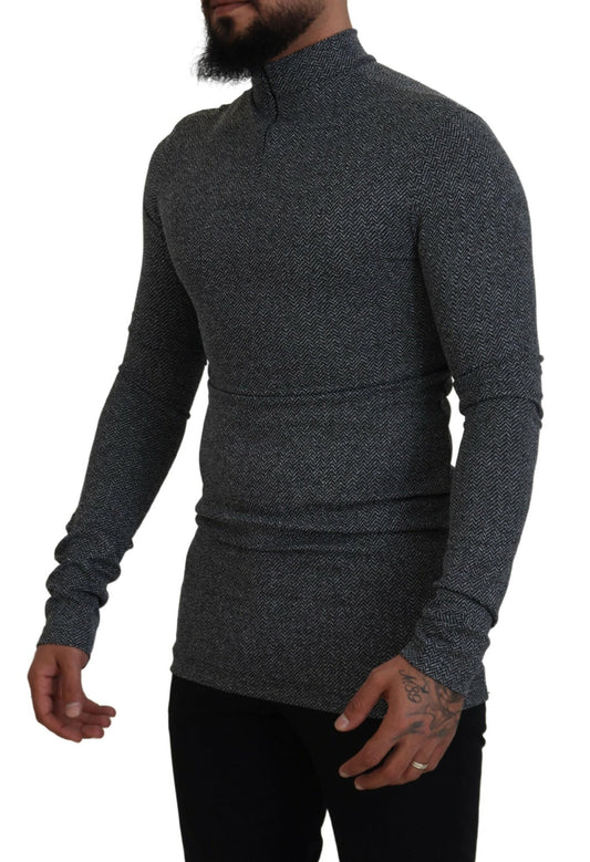 Dolce & Gabbana Dunkelgrauer Rollkragenpullover aus Nylon