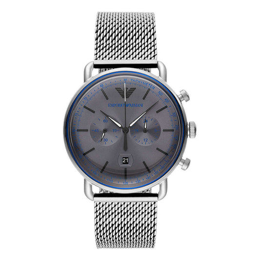 Emporio Armani – Elegante Chronographenuhr aus silbernem Stahl