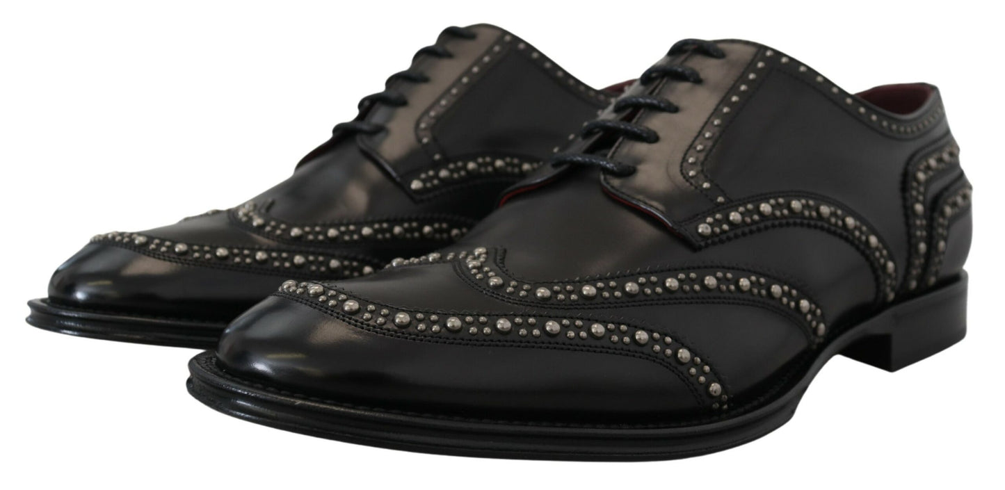 Dolce & Gabbana – Derby-Schuhe aus schwarzem Leder mit Nieten