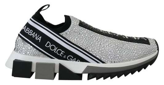 Dolce & Gabbana Silber Strass Sorrento Sneakers Schuhe