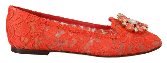 Dolce & Gabbana – Rote Taormina-Ballerinas mit Spitzenkristallen