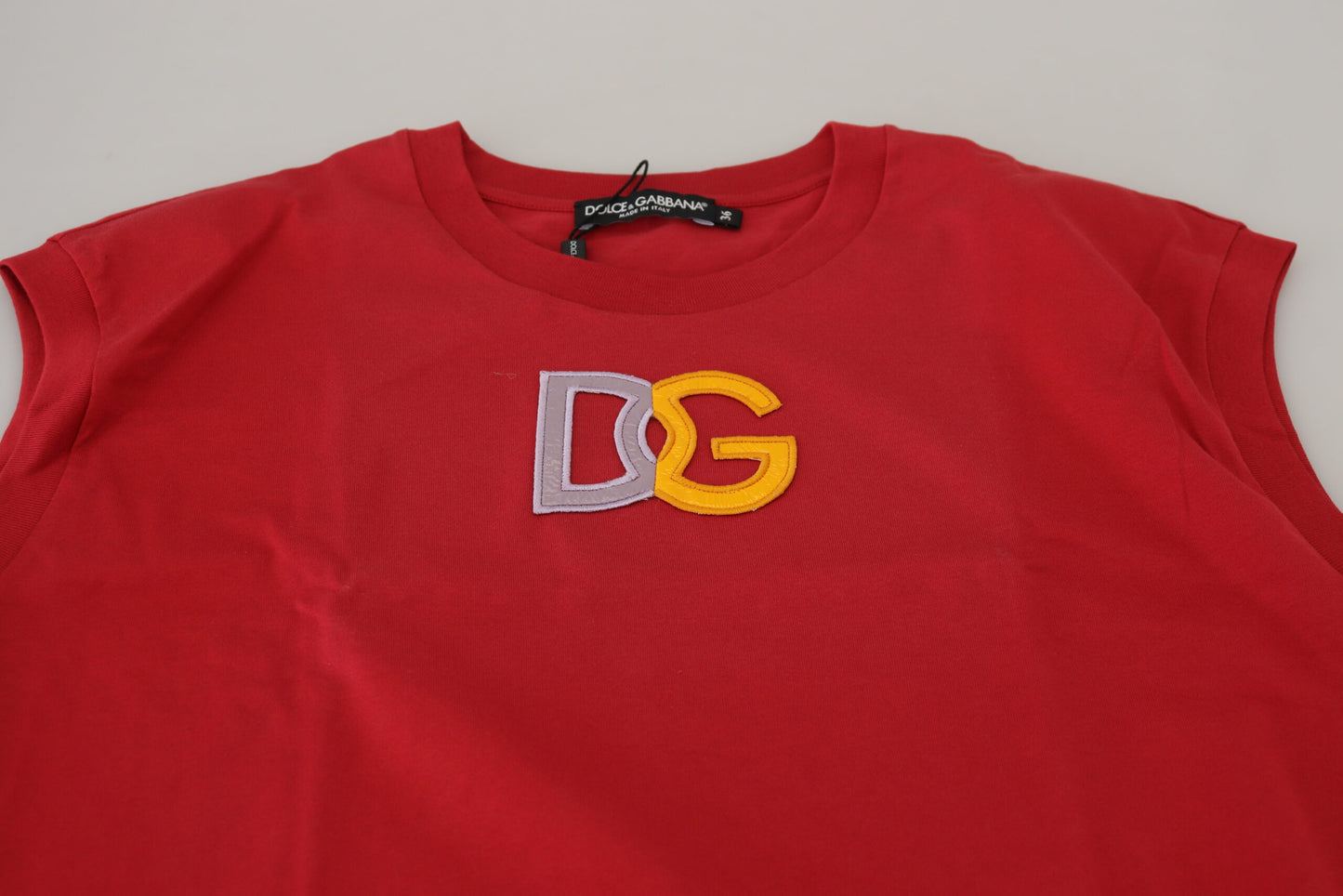 Dolce & Gabbana – Rotes Tanktop aus Baumwolle mit DG-Logo