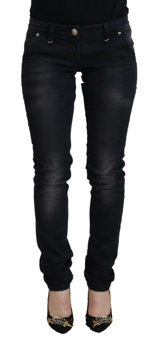 Acht Schwarze Skinny Jeans aus gewaschener Baumwolle für Damen
