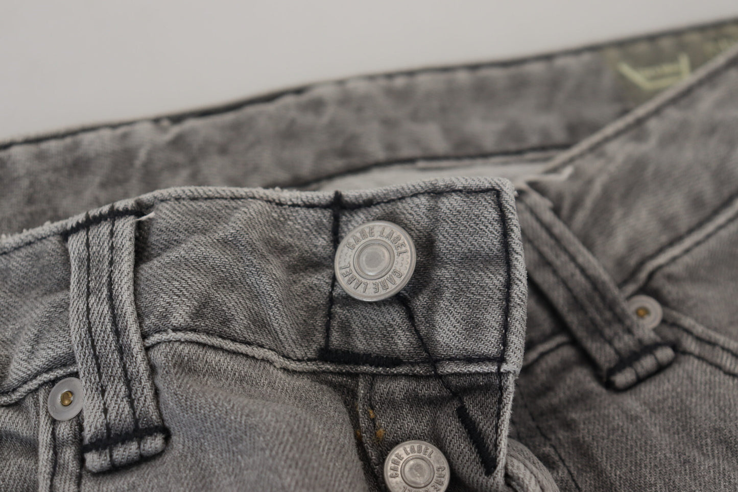 Pflegeetikett Grau gewaschene Baumwolle Skinny Damen Casual Denim Jeans