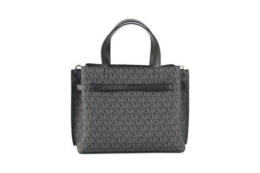 Michael Kors Emilia Kleine schwarze Signature PVC-Umhängetasche, Umhängetasche