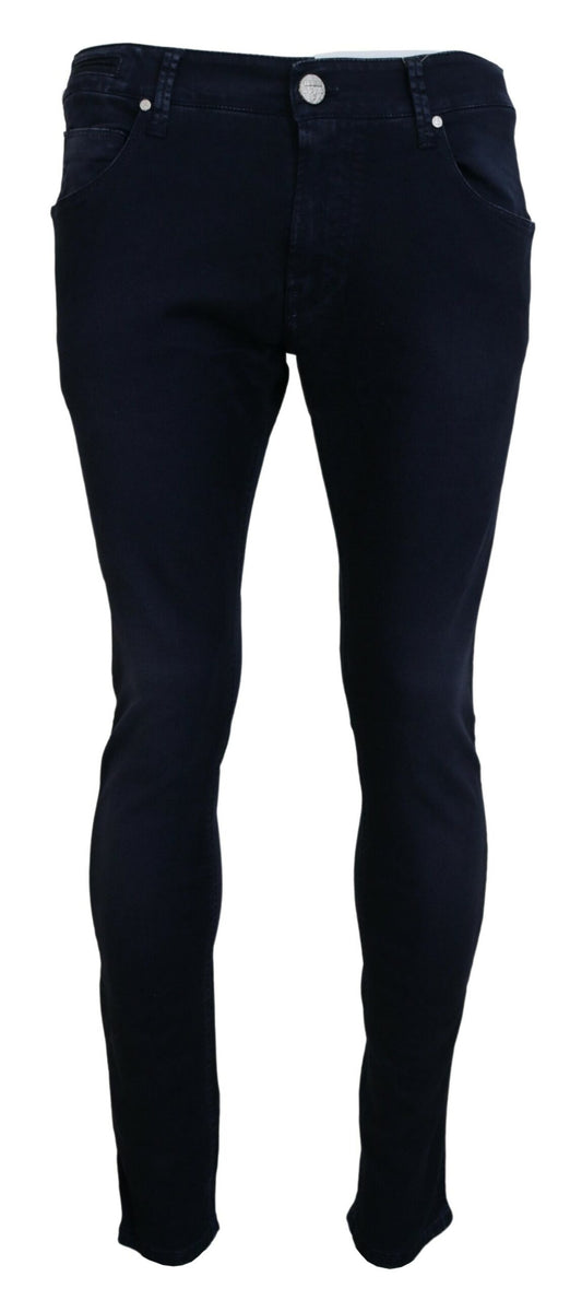 Acht Blaue, schmal geschnittene Jeans aus Baumwolle für Herren