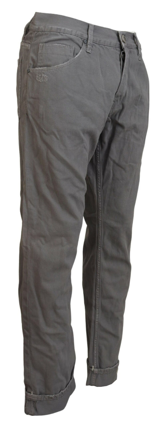 Acht – Lässige Jeans aus Baumwolle mit geradem Schnitt und gefaltetem Saum, Grau