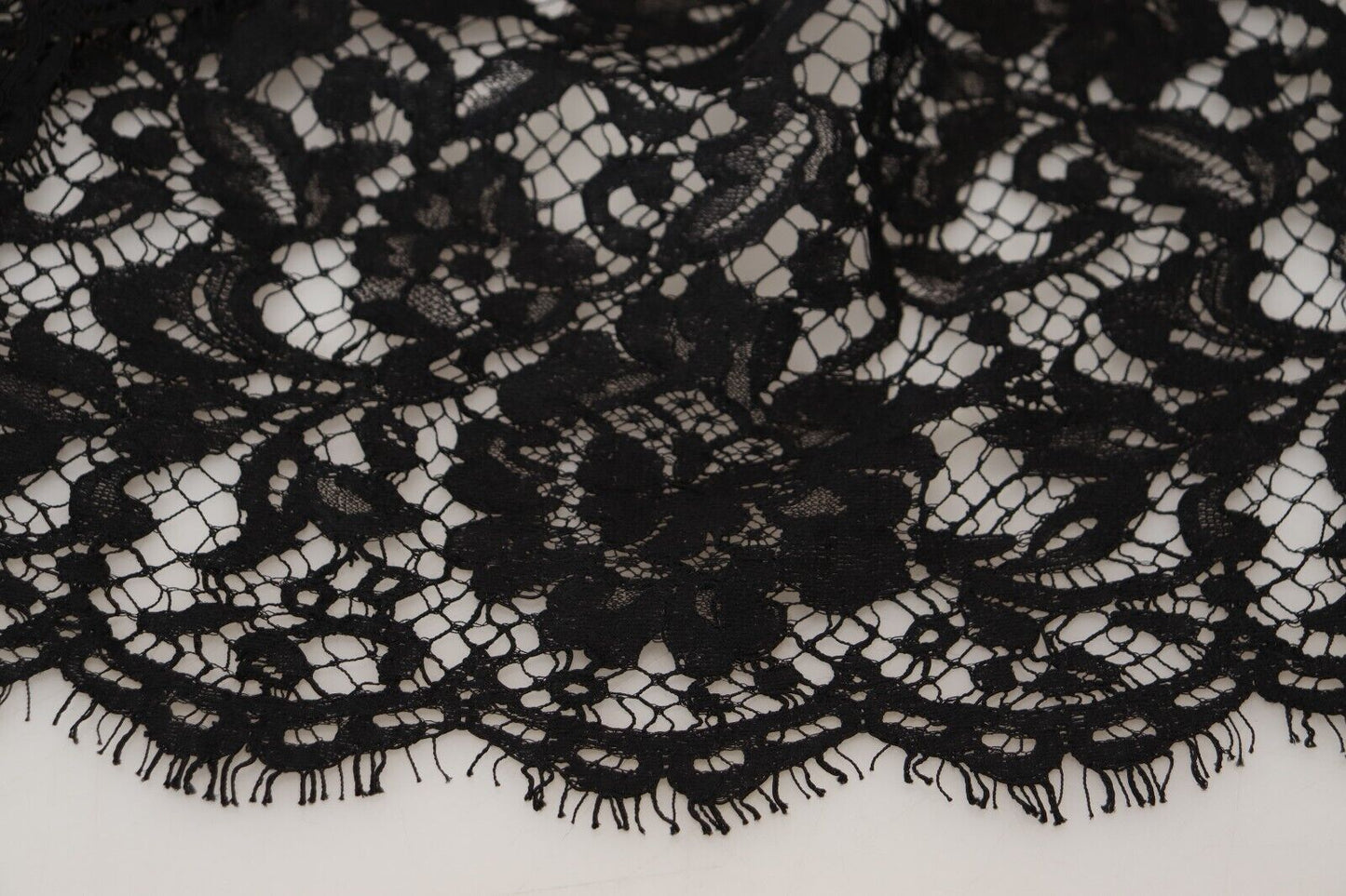 Dolce & Gabbana – Schwarzes Mini-Etuikleid aus Baumwolle mit Blumenspitze
