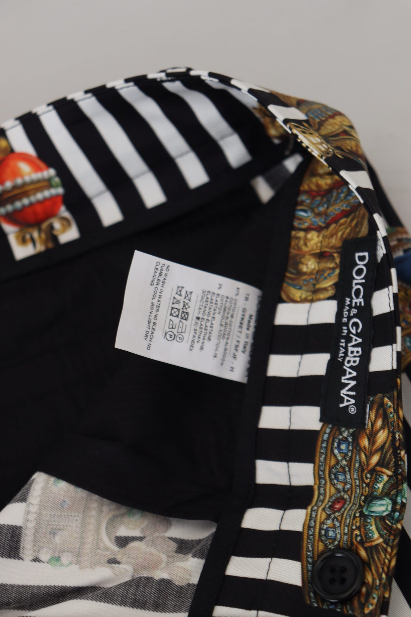 Dolce & Gabbana – Weiße Stretch-Hose aus Baumwolle mit Krone