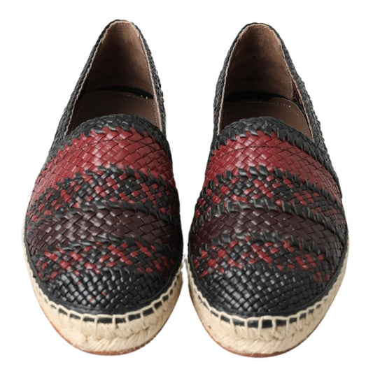 Dolce & Gabbana – Espadrilles aus Büffelleder in Schwarz und Bordeaux