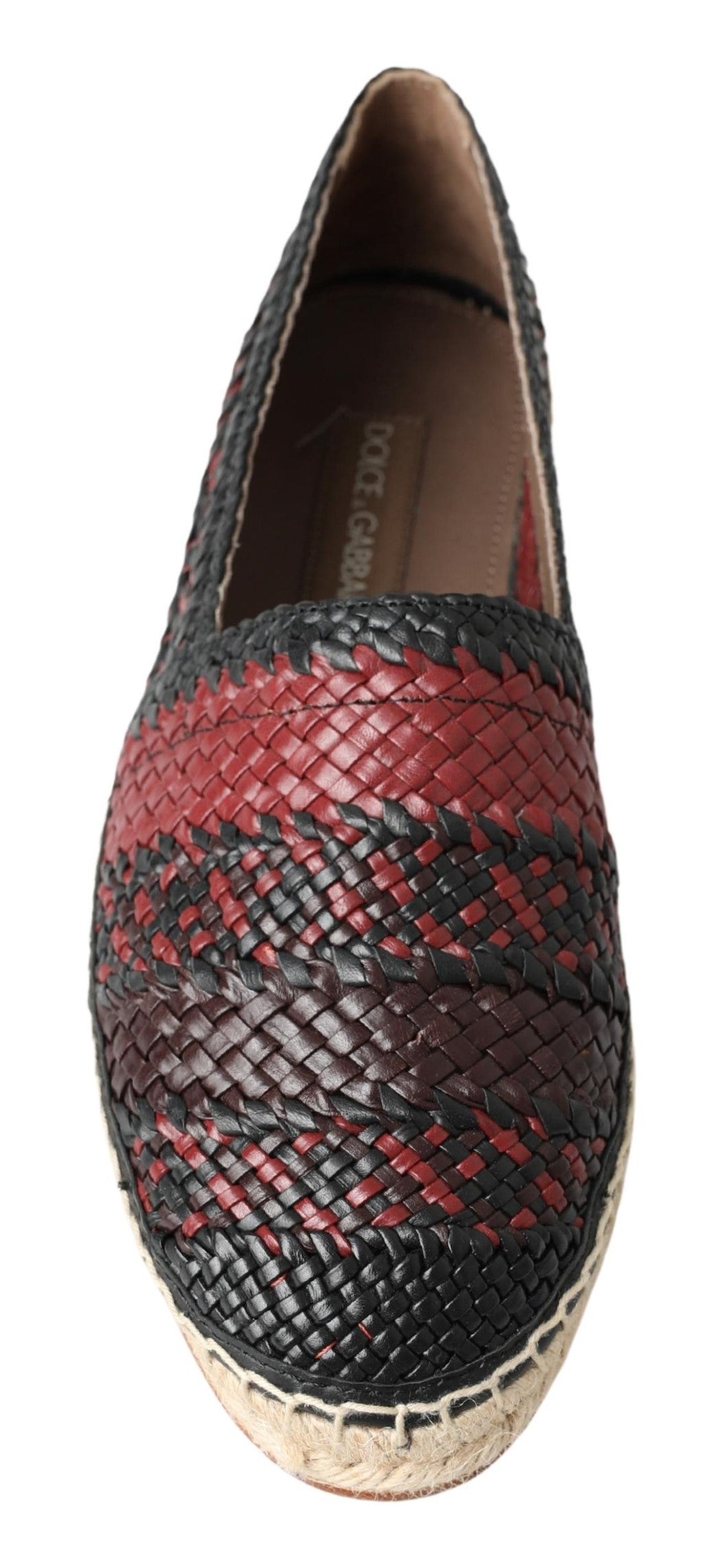 Dolce & Gabbana – Espadrilles aus Büffelleder in Schwarz und Bordeaux