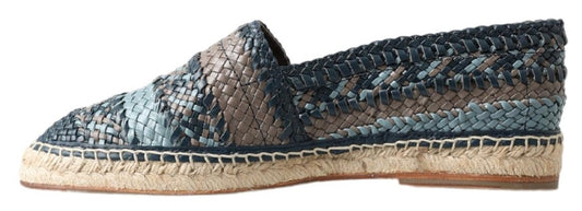 Dolce & Gabbana Blaugraue Buffalo-Espadrilles aus Leder