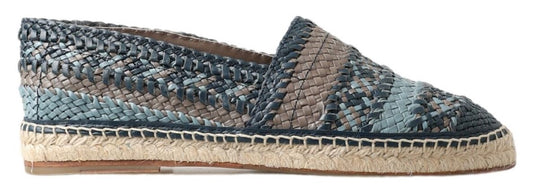 Dolce & Gabbana Blaugraue Buffalo-Espadrilles aus Leder