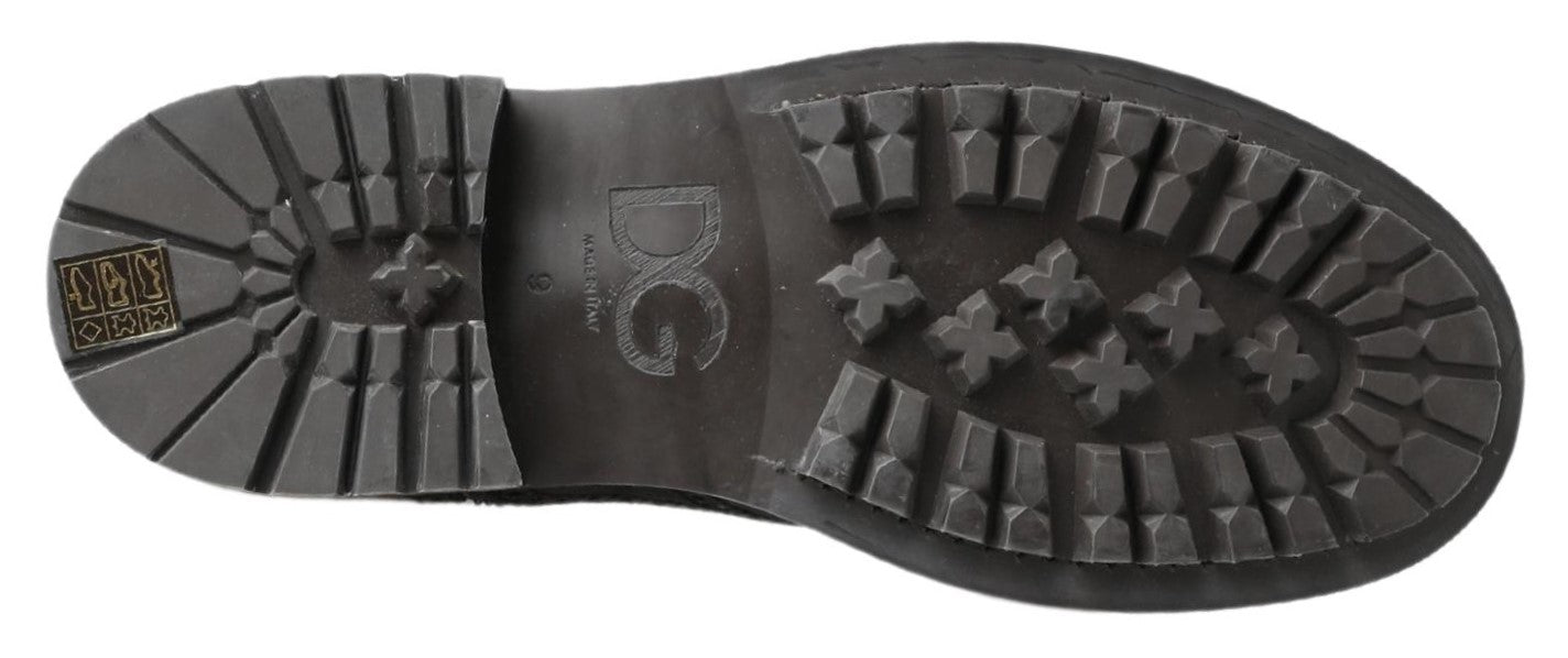 Dolce & Gabbana Stiefeletten aus schwarzem und grauem Leder