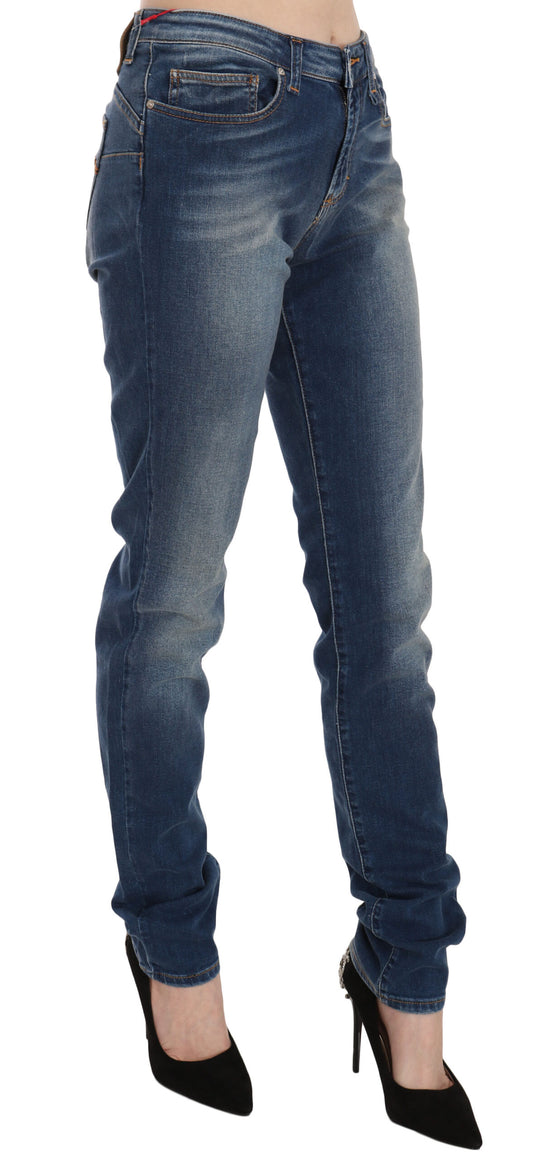 Fiorucci – Blau verwaschene Slim-Fit-Jeans mit mittlerer Taille