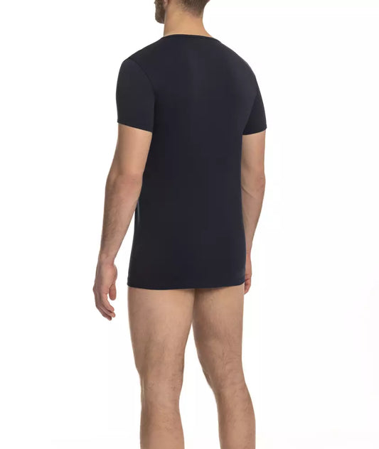 Cavalli Class Herren-T-Shirt aus blauer Baumwolle