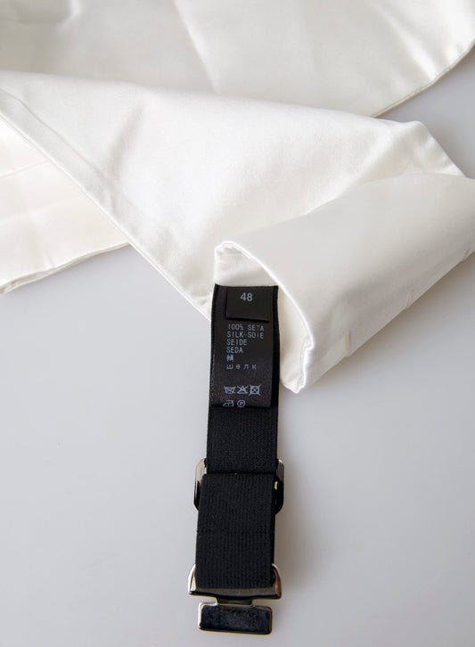 Dolce & Gabbana Weißer Herren-Kummerbund mit breitem Seidengürtel
