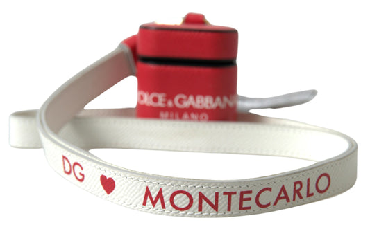 Dolce & Gabbana – Airpods-Hülle aus rotem Leder mit goldfarbenem Metall-Logoprint