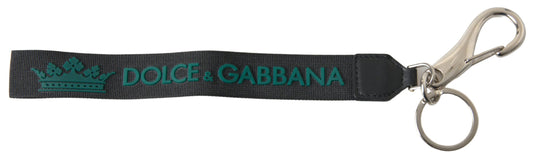 Dolce & Gabbana – Schlüsselanhänger aus silberfarbenem Metall mit DG-Logo in Schwarz