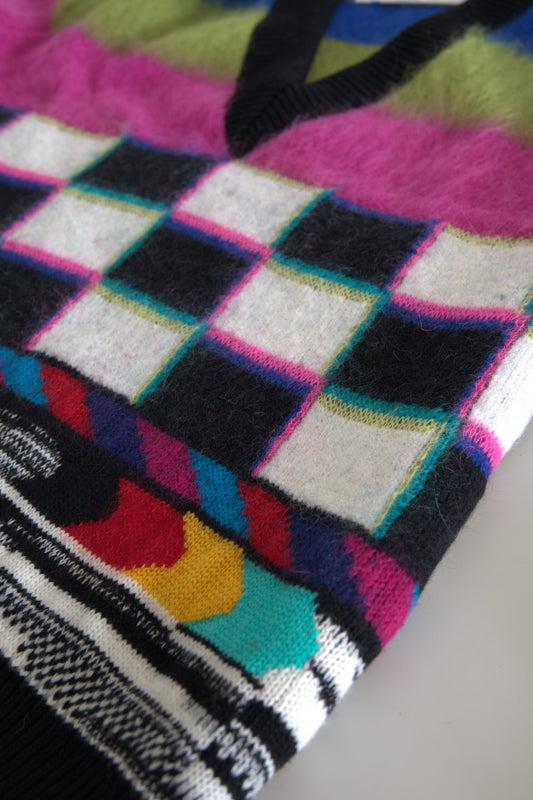 Dolce & Gabbana Pullover mit V-Ausschnitt und mehrfarbigen Streifen